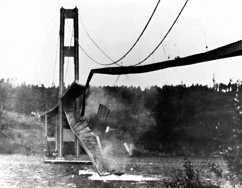 Galloping Gertie tumbling into the Puget Sound