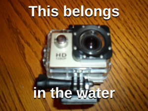 A Go Pro clone camera with waterproof housing